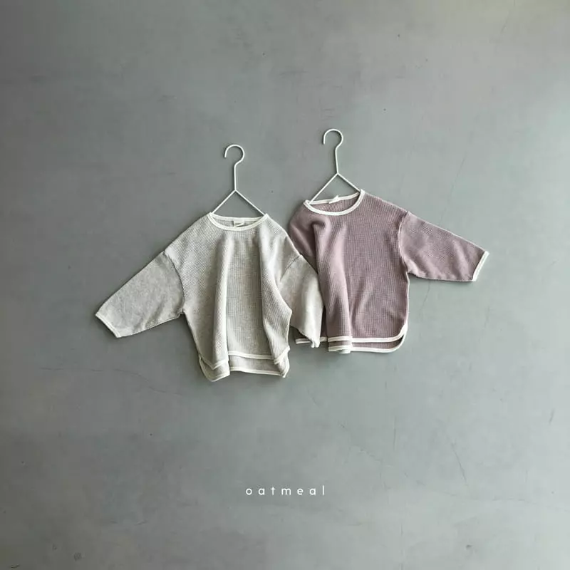 Oatmeal - Korean Children Fashion - #childofig - Ana Waffle Round Tee - 3