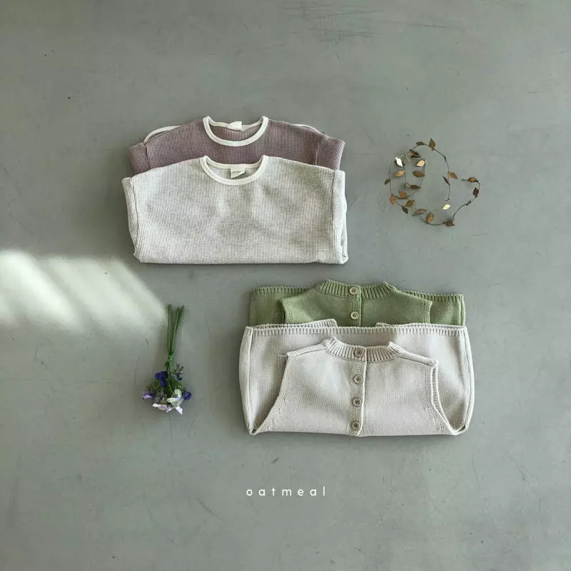 Oatmeal - Korean Children Fashion - #discoveringself - Ana Waffle Round Tee - 6
