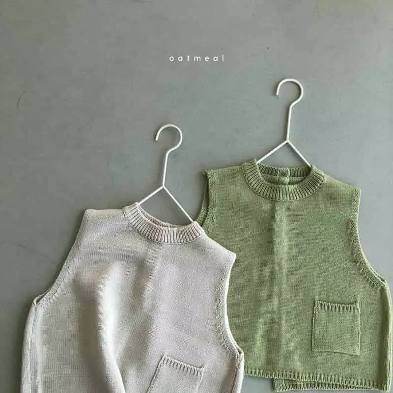 Oatmeal - Korean Children Fashion - #fashionkids - Round Vest - 2