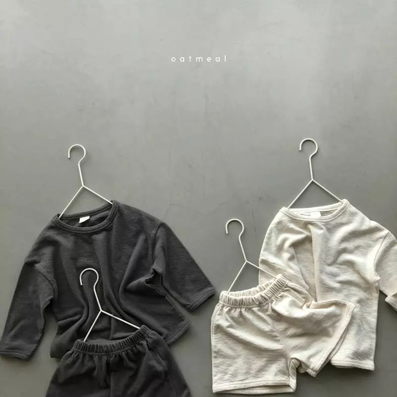 Oatmeal - Korean Children Fashion - #kidsshorts - Basic Bum Buck Top Bottom Set - 2