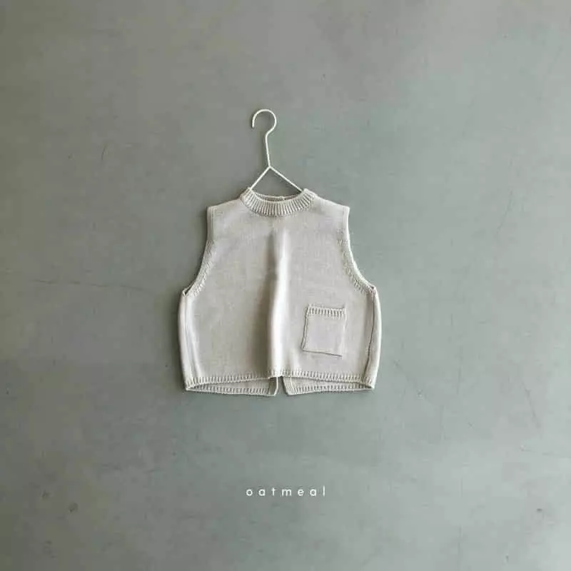 Oatmeal - Korean Children Fashion - #kidsshorts - Round Vest - 4