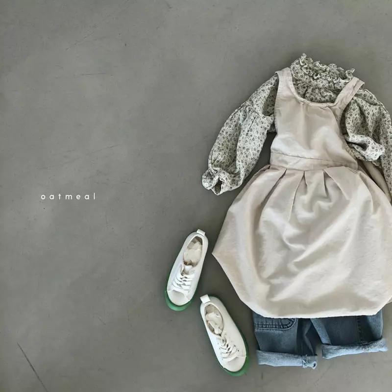 Oatmeal - Korean Children Fashion - #kidzfashiontrend - Love Apron One-piece - 8
