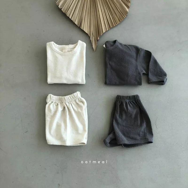 Oatmeal - Korean Children Fashion - #littlefashionista - Basic Bum Buck Top Bottom Set - 6