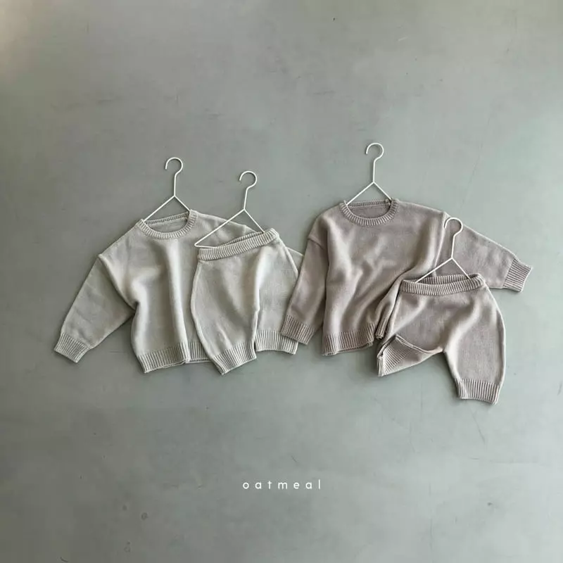 Oatmeal - Korean Children Fashion - #minifashionista - Bebe Tong Top Bottom Set - 3