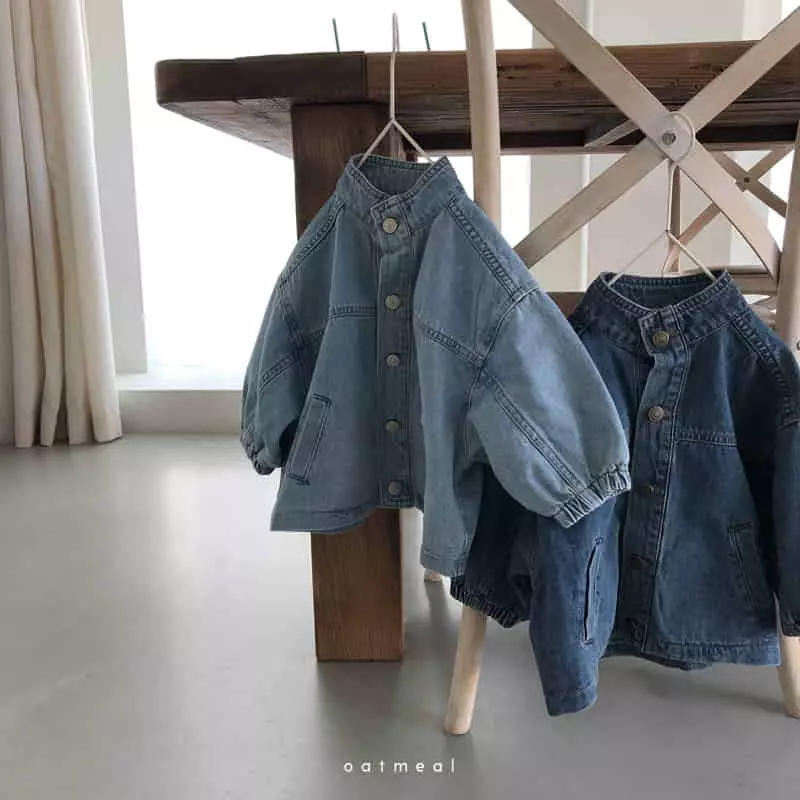 Oatmeal - Korean Children Fashion - #stylishchildhood - No Bawl Denim Jacket - 12