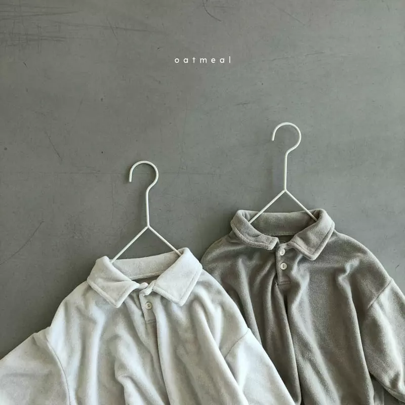 Oatmeal - Korean Children Fashion - #toddlerclothing - Under B Collar Sweatshirt - 2