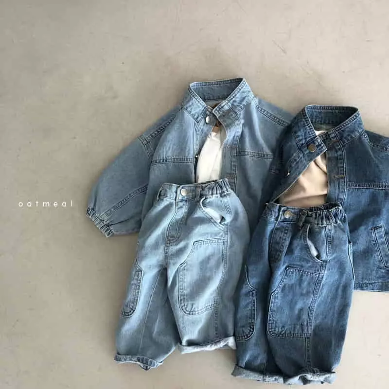 Oatmeal - Korean Children Fashion - #toddlerclothing - No Bawl Denim Jacket - 11