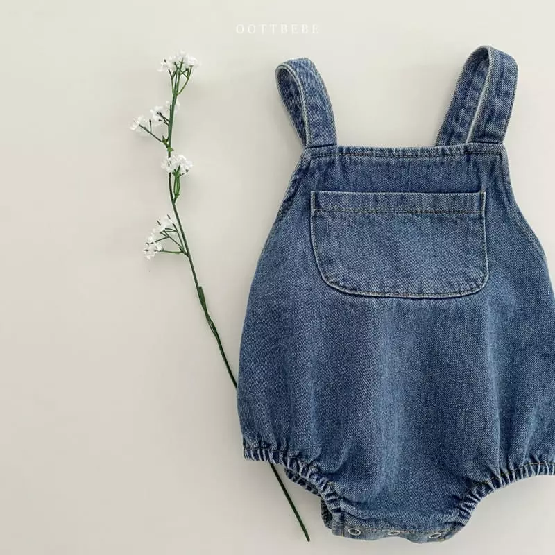 Oott Bebe - Korean Baby Fashion - #babyboutiqueclothing - Amor Denim Bodysuit - 8