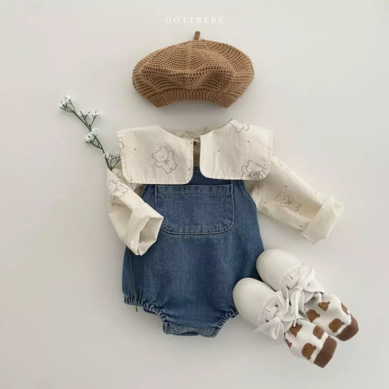 Oott Bebe - Korean Baby Fashion - #babygirlfashion - Amor Denim Bodysuit - 12