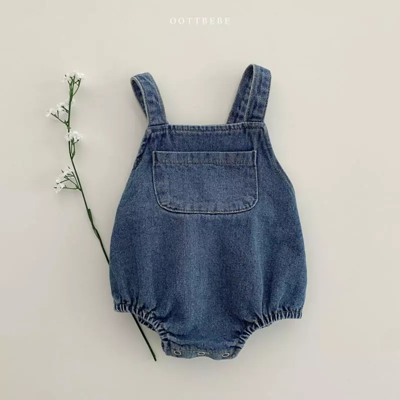 Oott Bebe - Korean Baby Fashion - #babyoutfit - Amor Denim Bodysuit - 2