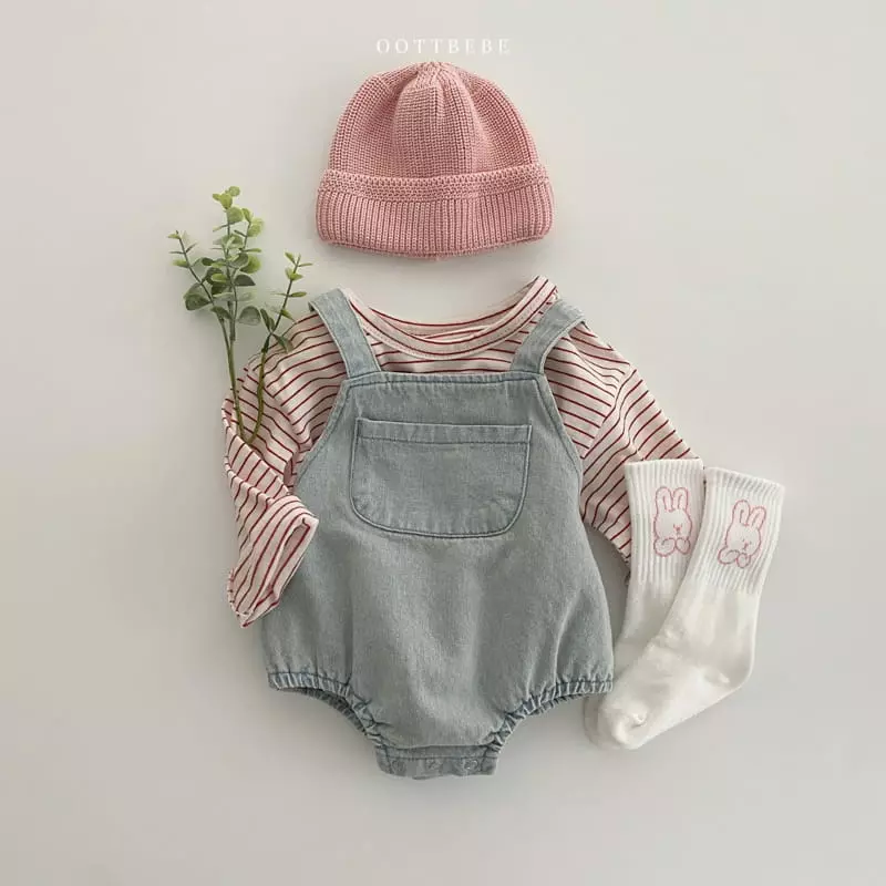 Oott Bebe - Korean Baby Fashion - #babywear - Amor Denim Bodysuit - 3