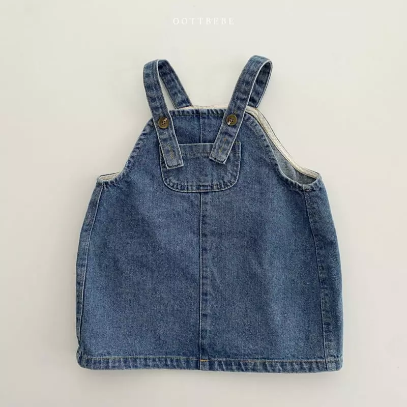 Oott Bebe - Korean Children Fashion - #Kfashion4kids - Amor Denim Dungarees One-piece - 2