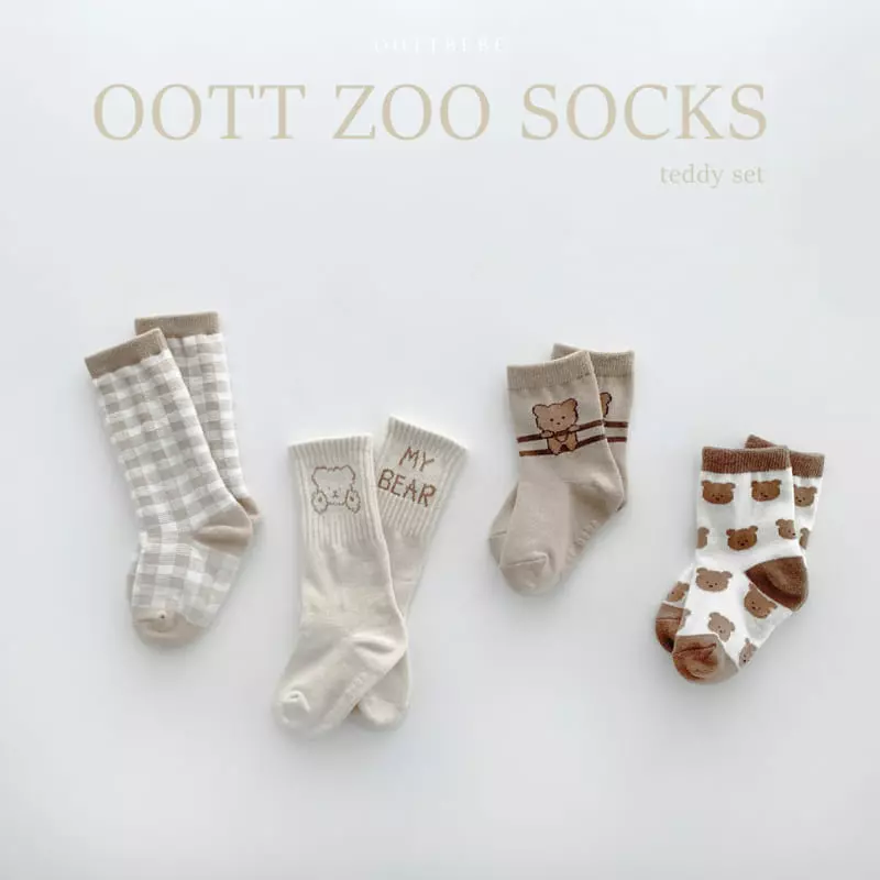 Oott Bebe - Korean Children Fashion - #discoveringself - Zoo Socks Set of 4 - 10