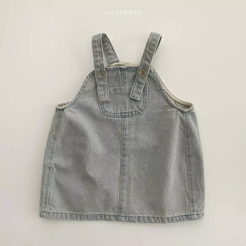 Oott Bebe - Korean Children Fashion - #kidzfashiontrend - Amor Denim Dungarees One-piece
