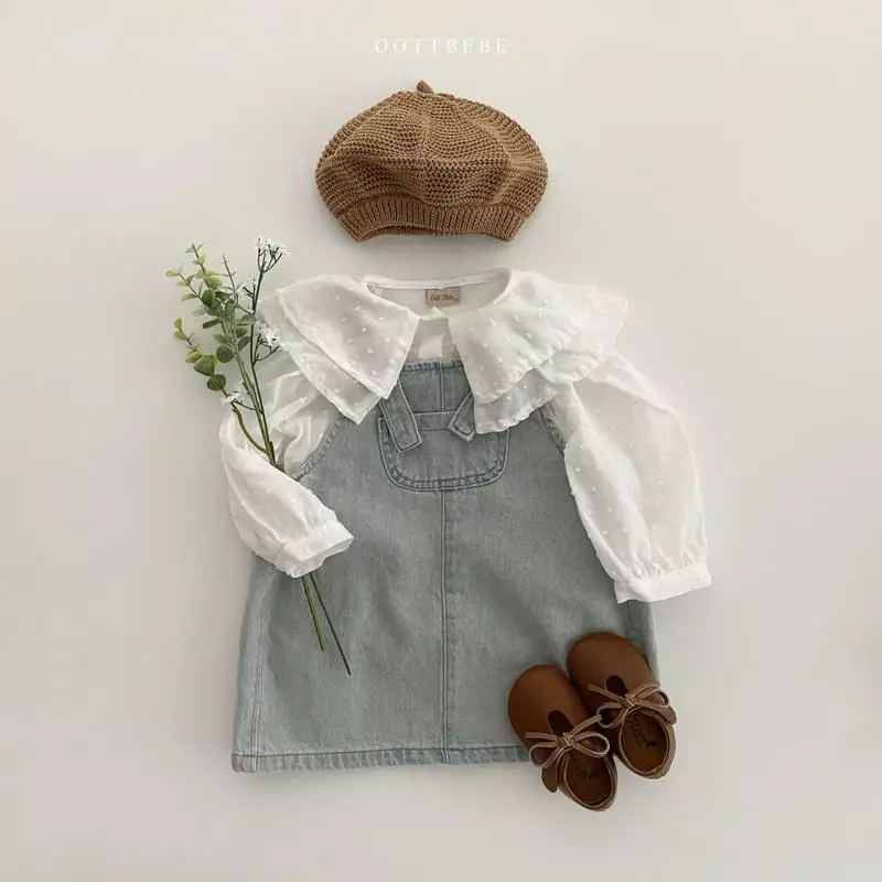 Oott Bebe - Korean Children Fashion - #littlefashionista - Amor Denim Dungarees One-piece - 3