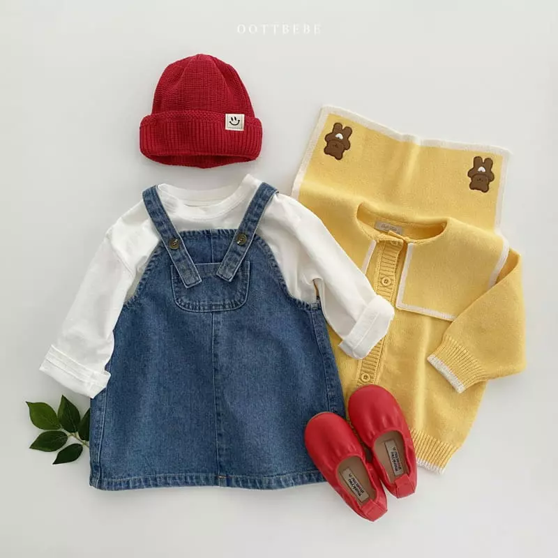 Oott Bebe - Korean Children Fashion - #littlefashionista - Amor Denim Dungarees One-piece - 4
