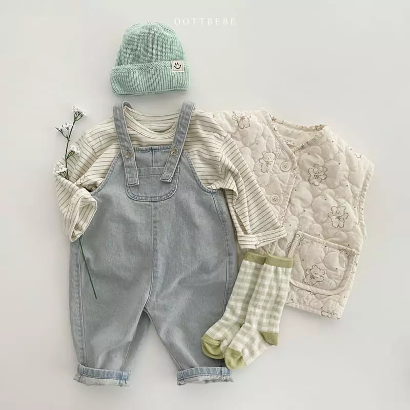 Oott Bebe - Korean Children Fashion - #stylishchildhood - Amor Denim Overalls - 10