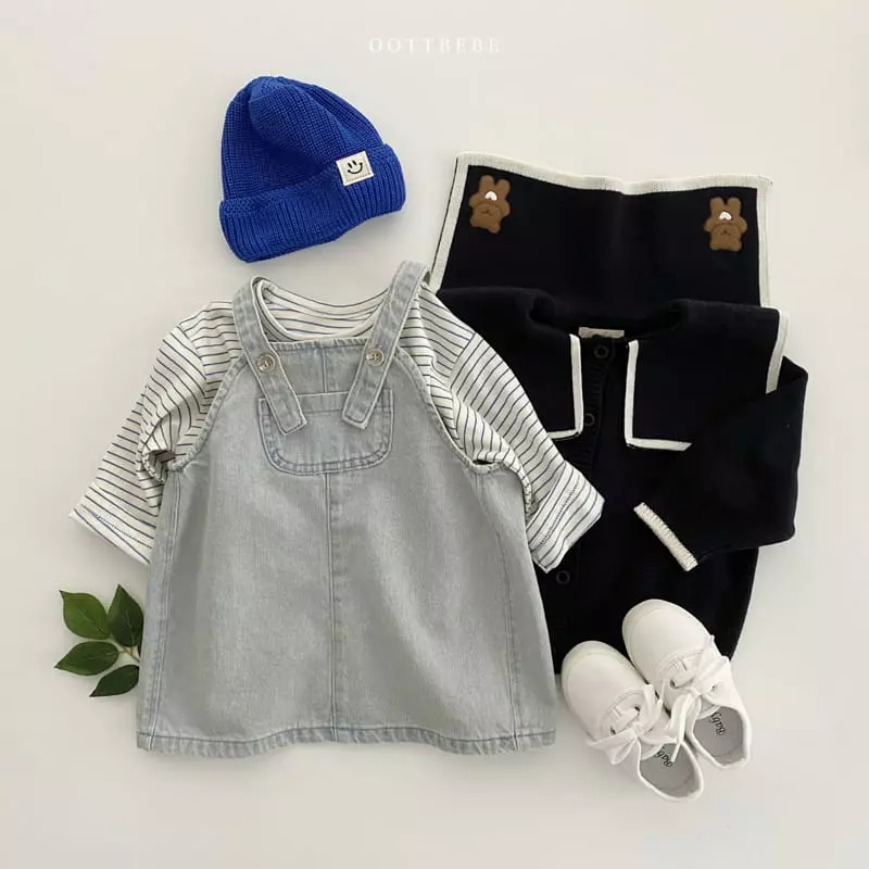 Oott Bebe - Korean Children Fashion - #stylishchildhood - Amor Denim Dungarees One-piece - 9