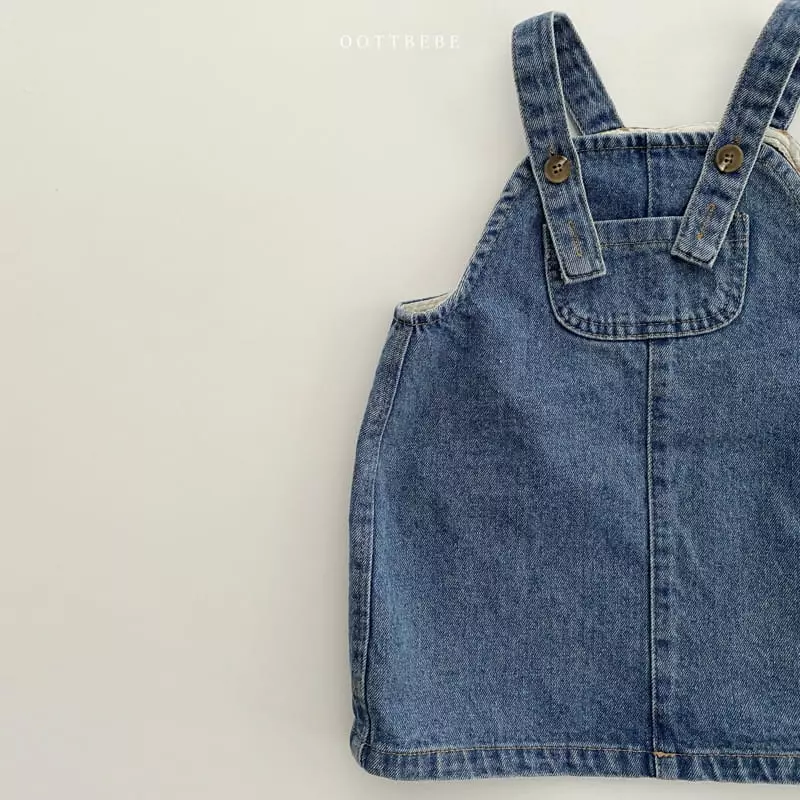 Oott Bebe - Korean Children Fashion - #toddlerclothing - Amor Denim Dungarees One-piece - 8