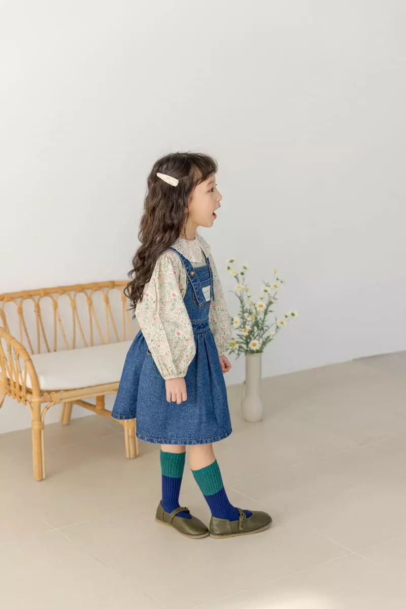 Orange Mom - Korean Children Fashion - #kidzfashiontrend - Denim Dungarees One-piece - 4