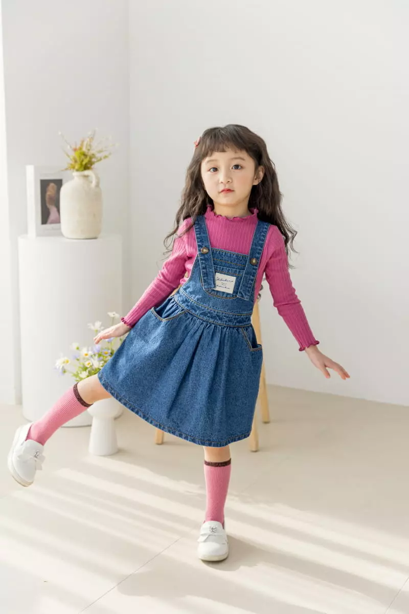 Orange Mom - Korean Children Fashion - #childofig - Denim Dungarees One-piece - 12
