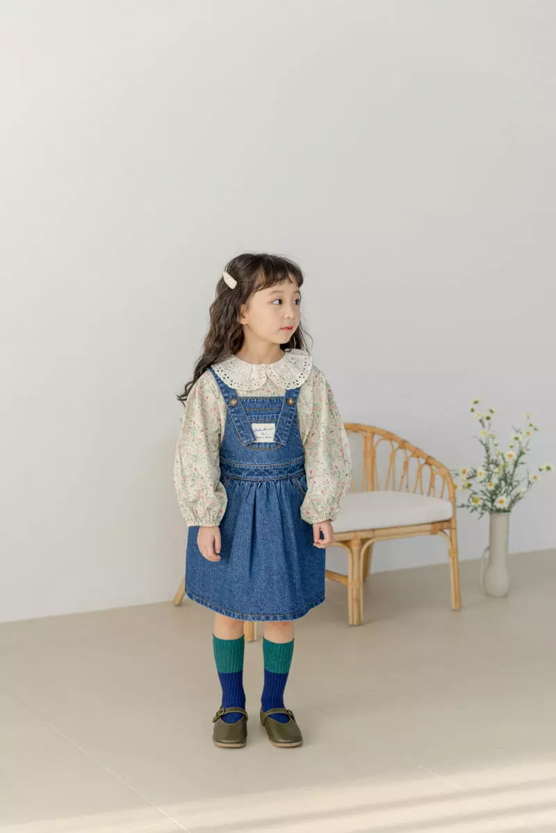 Orange Mom - Korean Children Fashion - #littlefashionista - Denim Dungarees One-piece - 5