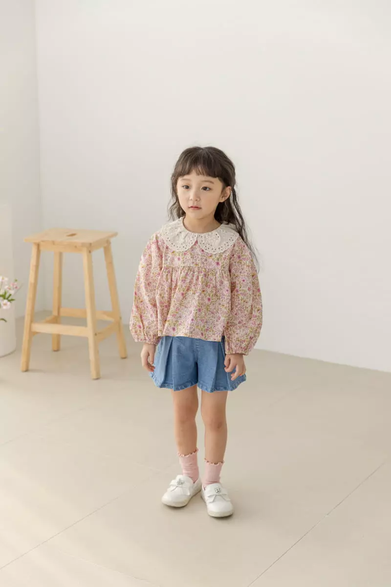 Orange Mom - Korean Children Fashion - #littlefashionista - Flower Blouse - 2