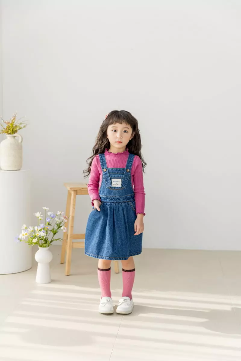 Orange Mom - Korean Children Fashion - #prettylittlegirls - Denim Dungarees One-piece - 8