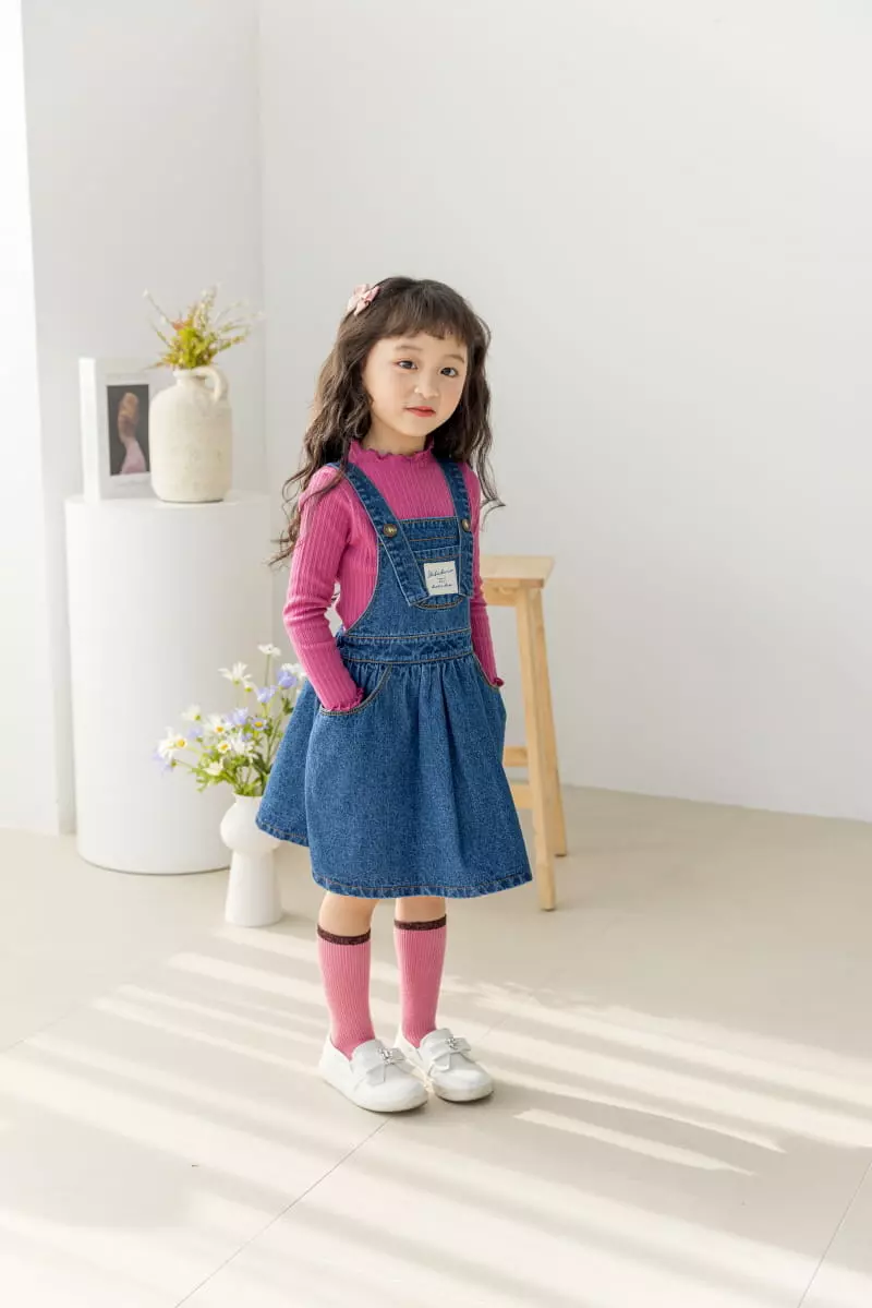 Orange Mom - Korean Children Fashion - #stylishchildhood - Denim Dungarees One-piece - 11