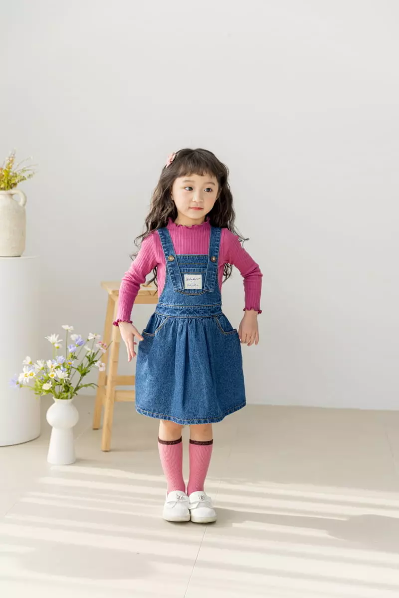 Orange Mom - Korean Children Fashion - #todddlerfashion - Denim Dungarees One-piece - 9