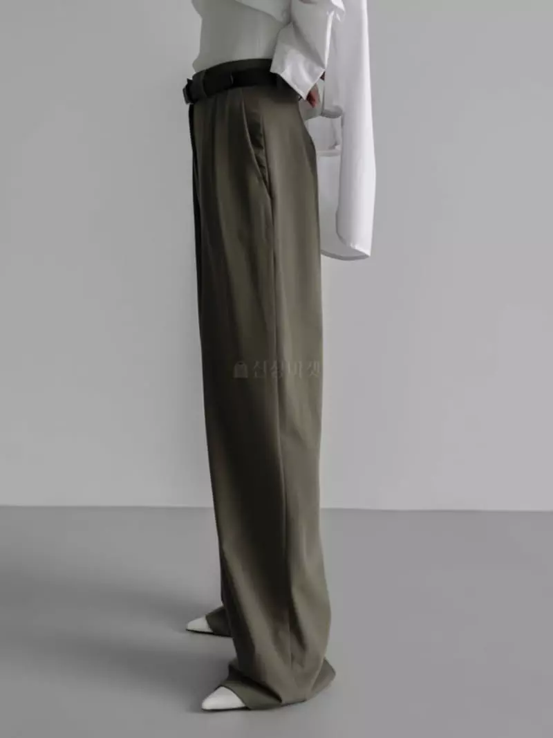 Paper Moon - Korean Women Fashion - #momslook - Low-waist Double Pleats Wide Pants - 2