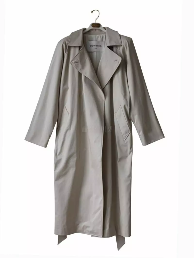 Paper Moon - Korean Women Fashion - #womensfashion - Pad Shoulder Cotton Maxi Trench Coat - 4