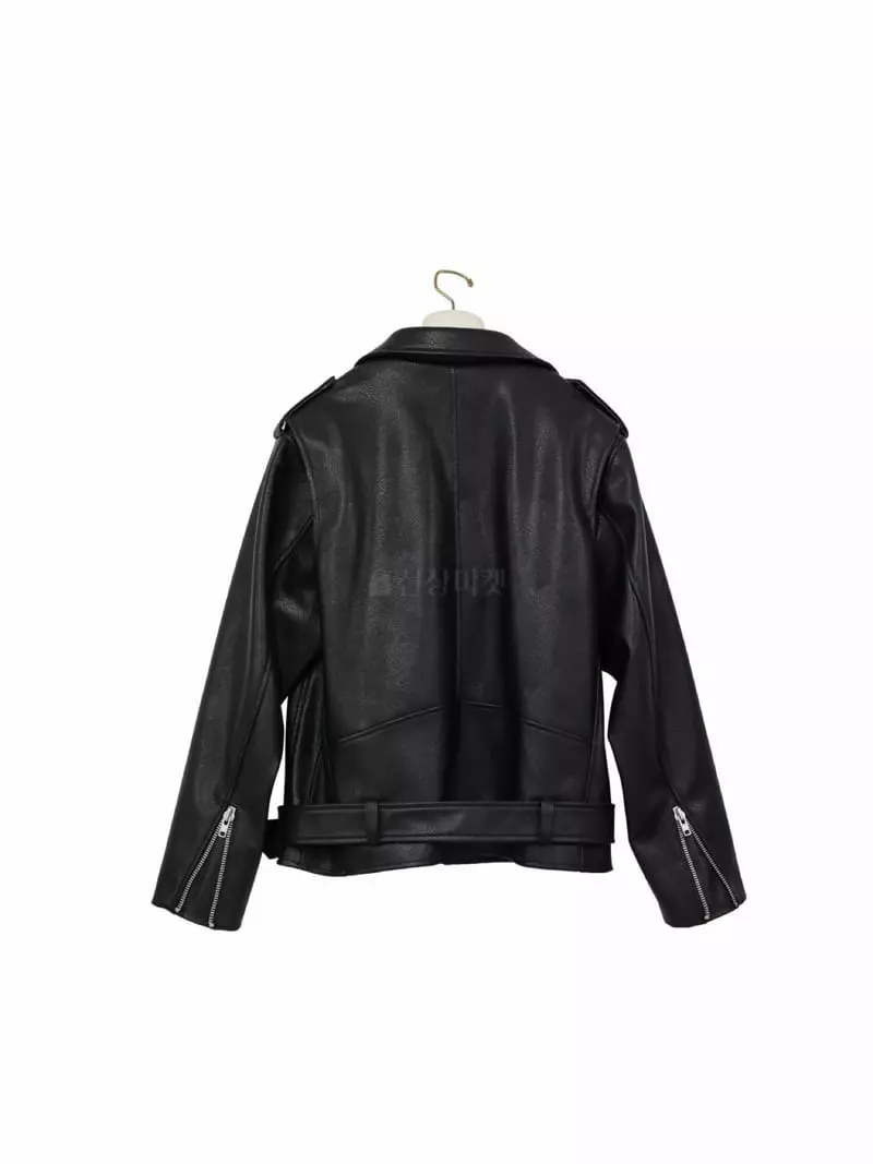 Paper Moon - Korean Women Fashion - #thatsdarling - Vegan Leather Rider Jacket - 4