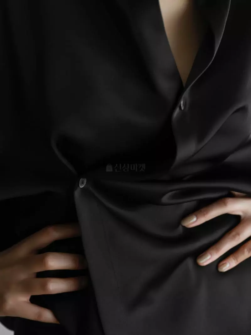 Paper Moon - Korean Women Fashion - #womensfashion - Silky Wrap Unbalanced Blouse - 2