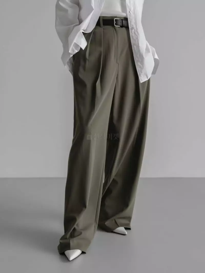 Paper Moon - Korean Women Fashion - #womensfashion - Low-waist Double Pleats Wide Pants