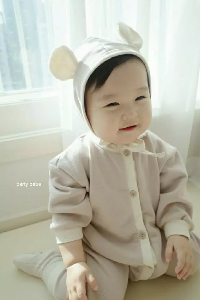 Party Kids - Korean Baby Fashion - #babyboutique - French Bodysuit Bodysuit with Bonnet - 2