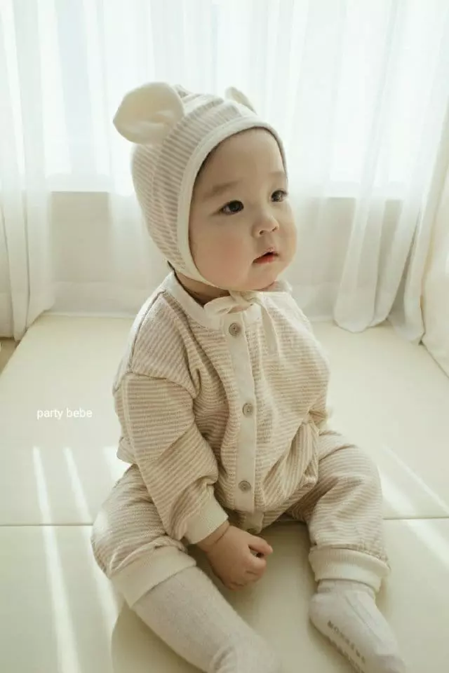Party Kids - Korean Baby Fashion - #babyboutiqueclothing - French Bodysuit Bodysuit with Bonnet - 3