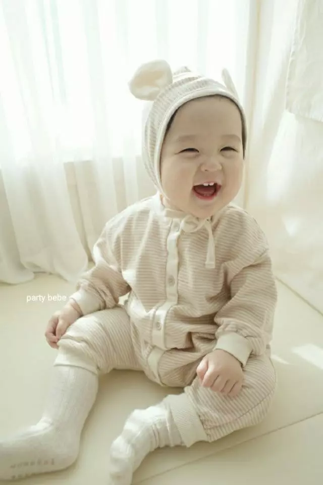Party Kids - Korean Baby Fashion - #babyboutiqueclothing - French Bodysuit Bodysuit with Bonnet - 4