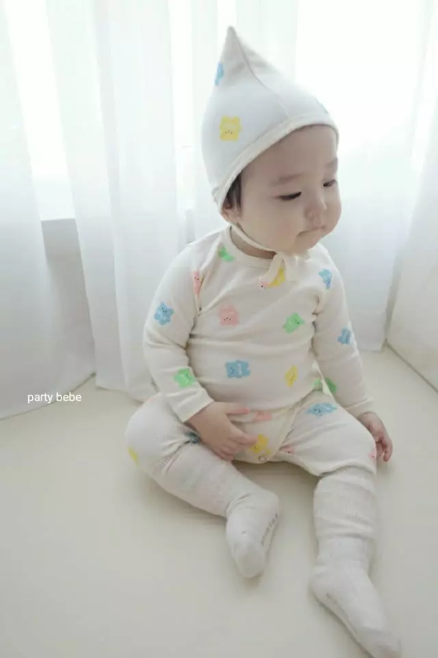 Party Kids - Korean Baby Fashion - #babyfever - Haribo Bodysuit with Pants Bonnet - 5