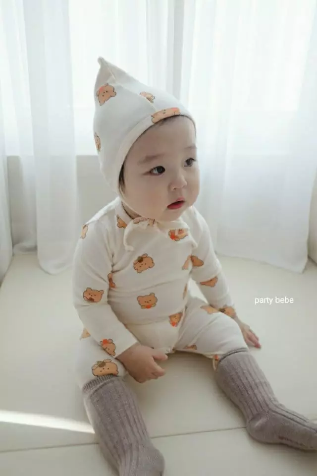 Party Kids - Korean Baby Fashion - #babyfashion - Dessert Bodysuit with Pant Bonnet - 4