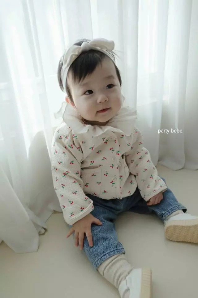 Party Kids - Korean Baby Fashion - #babygirlfashion - Cherry Cardigan