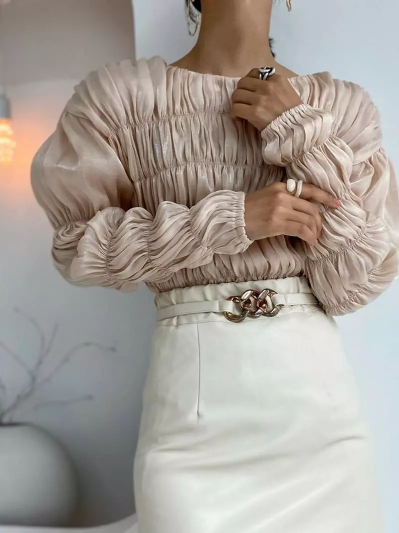 Pb - Korean Women Fashion - #momslook - Smoke Shirring Blouse