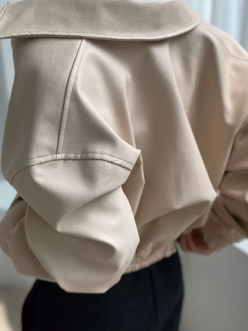 Pb - Korean Women Fashion - #thelittlethings - Leather Blouson Jacket - 4