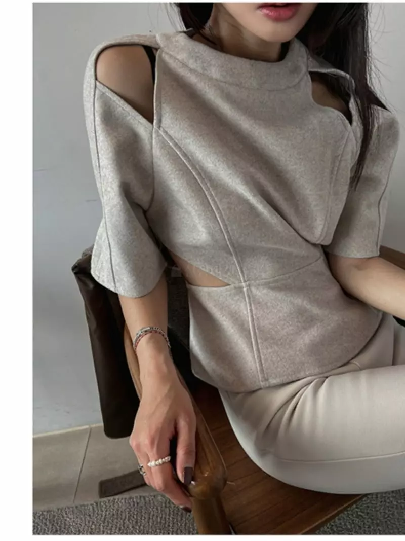 Pb - Korean Women Fashion - #momslook - Cash Open Blouse - 2