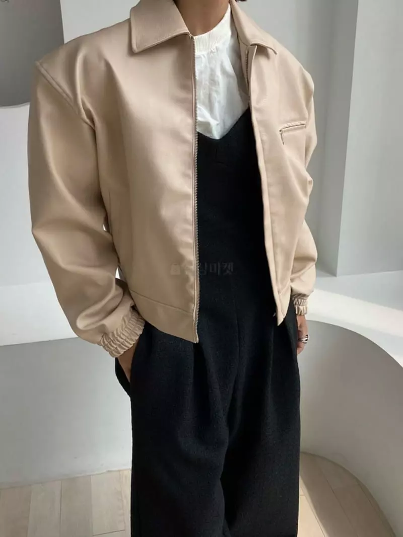 Pb - Korean Women Fashion - #shopsmall - Leather Blouson Jacket