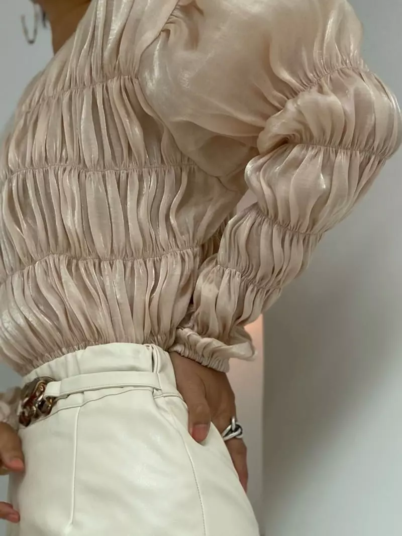 Pb - Korean Women Fashion - #vintageinspired - Smoke Shirring Blouse - 3