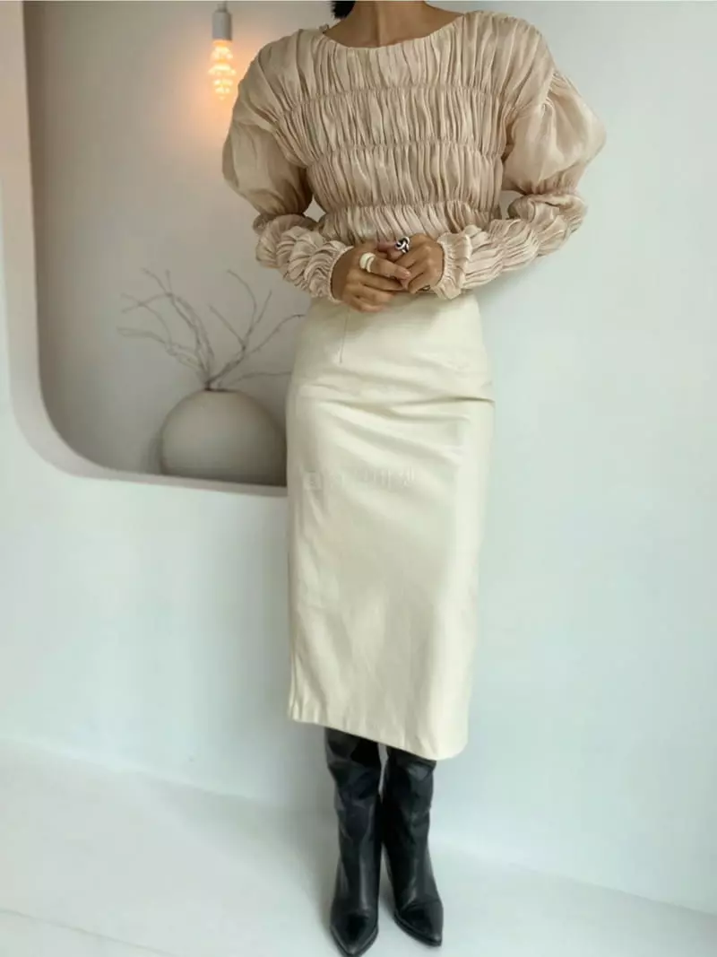 Pb - Korean Women Fashion - #vintageinspired - Smoke Shirring Blouse - 4