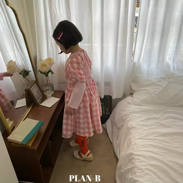 Plan B - Korean Children Fashion - #Kfashion4kids - Back Slit Check One-piece - 10