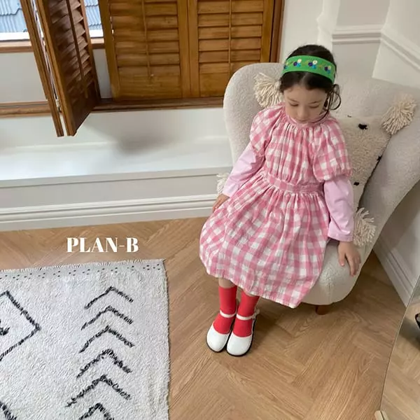 Plan B - Korean Children Fashion - #childrensboutique - Back Slit Check One-piece - 3