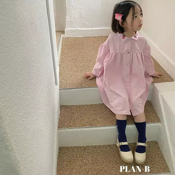 Plan B - Korean Children Fashion - #childrensboutique - Point Collar Flower Embroidery One-piece - 12